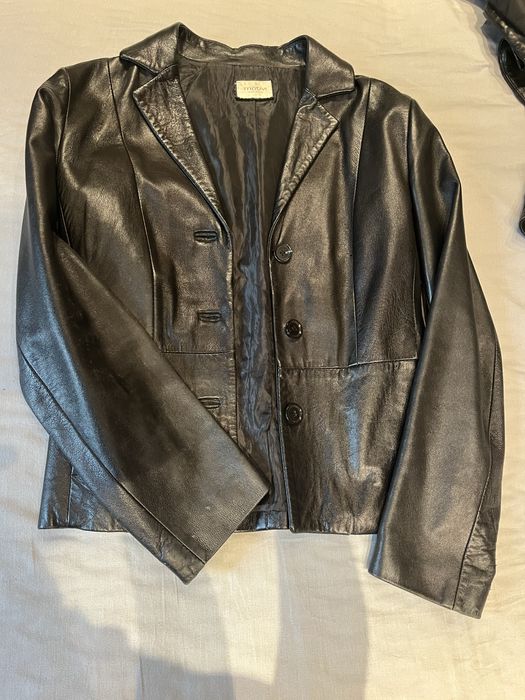 Черно кожено сако MOTIVI