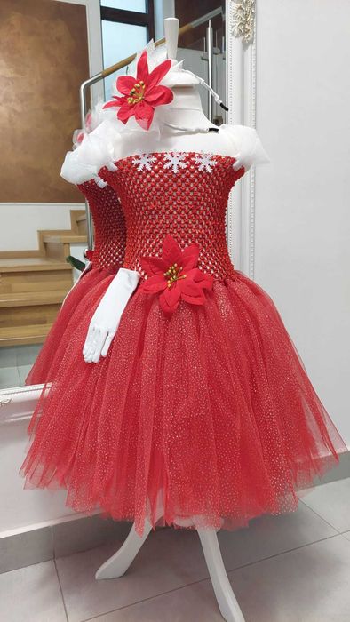 Rochita TUTU Craciunita Doamna Craciun rosie serbare iarna