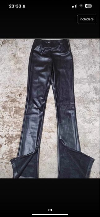Zara pantaloni negri piele xs