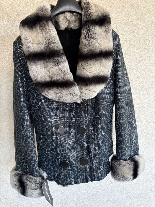 Haina de piele cu chinchilla