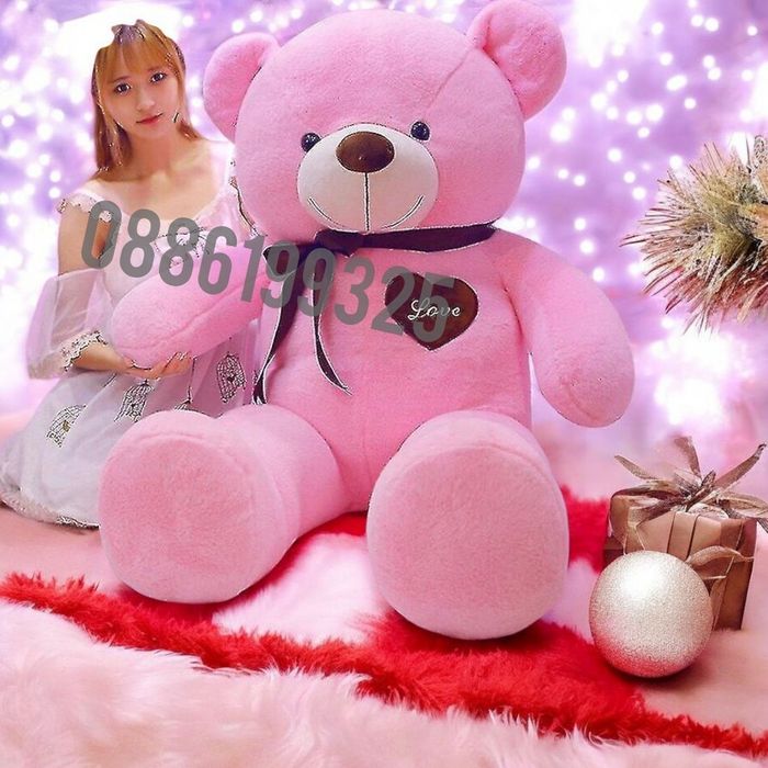 Голямо плюшено розово Мече, 120см Голяма плюшена розова Мечка