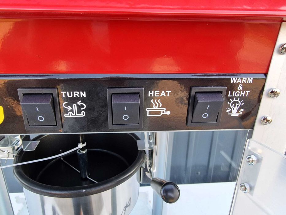 Aparat electric pentru popcorn, 1.44 kW, roșu-argintiu, capac negru