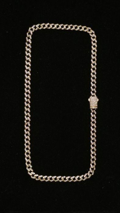 Lant Cuban din aur 14k cu strasuri