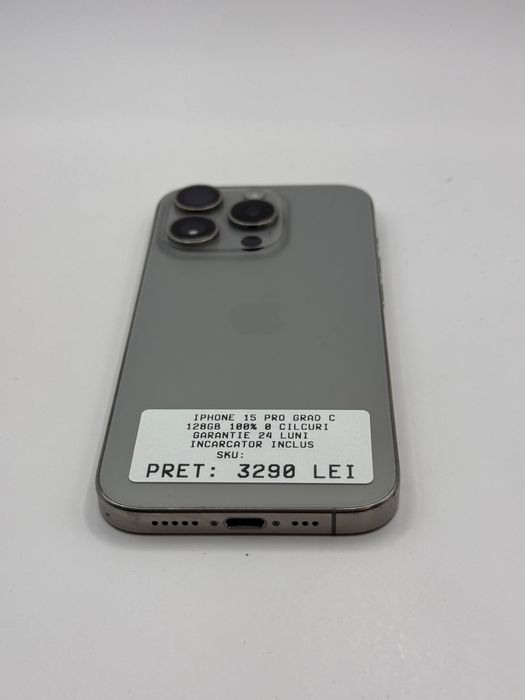 Iphone 15 Pro 128GB 100% Grad C Garantie 24 luni - zonemag.ro