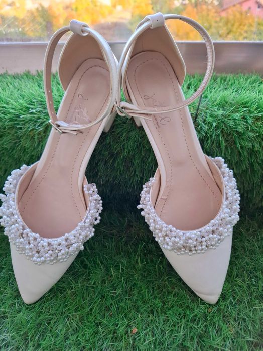Pantofi mireasa cu toc jos, Jasel, model Lilia, nr 39