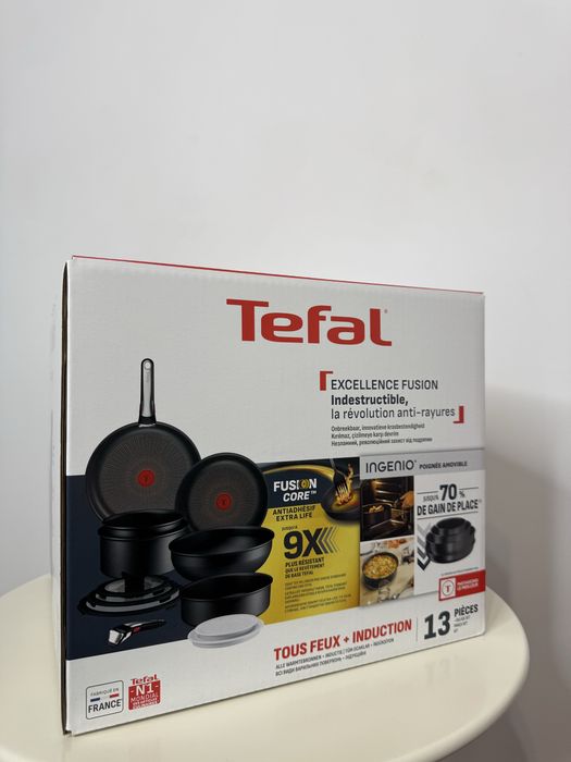 Set vase TEFAL Ingenio Excellence+, 13 piese, 16-28cm, aluminiu, negru
