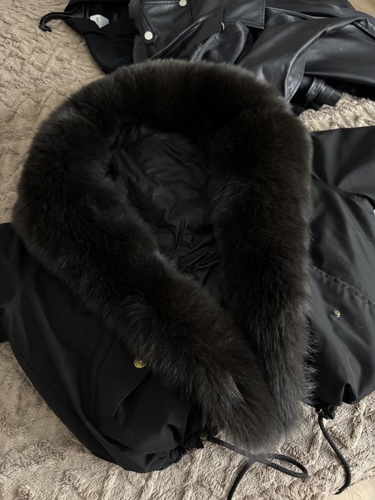 Парка черная натуральный мех