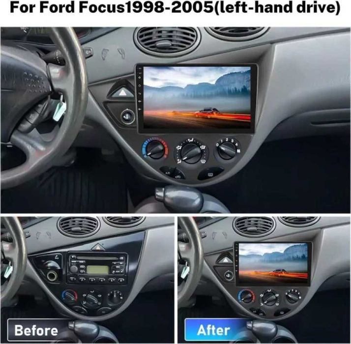 Мултимедия за Ford Focus Двоен дин Навигация плеър екран Android GPS, Carplay, Waze