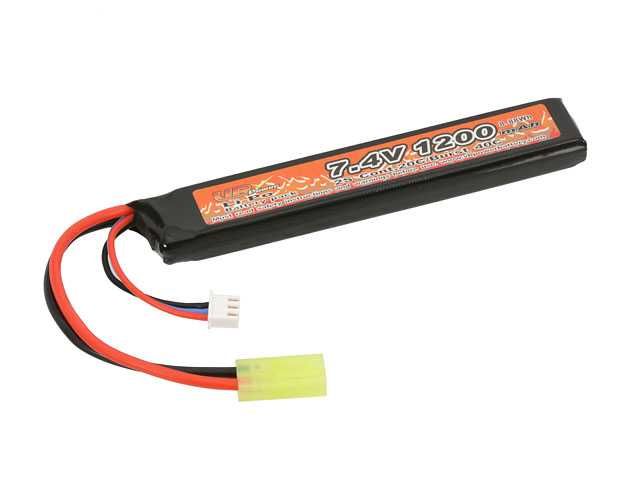 Литиево-полимерна батерия Li-Po 7.4V 1200mAh (20/40C) – тип "пръчка" за еърсофт