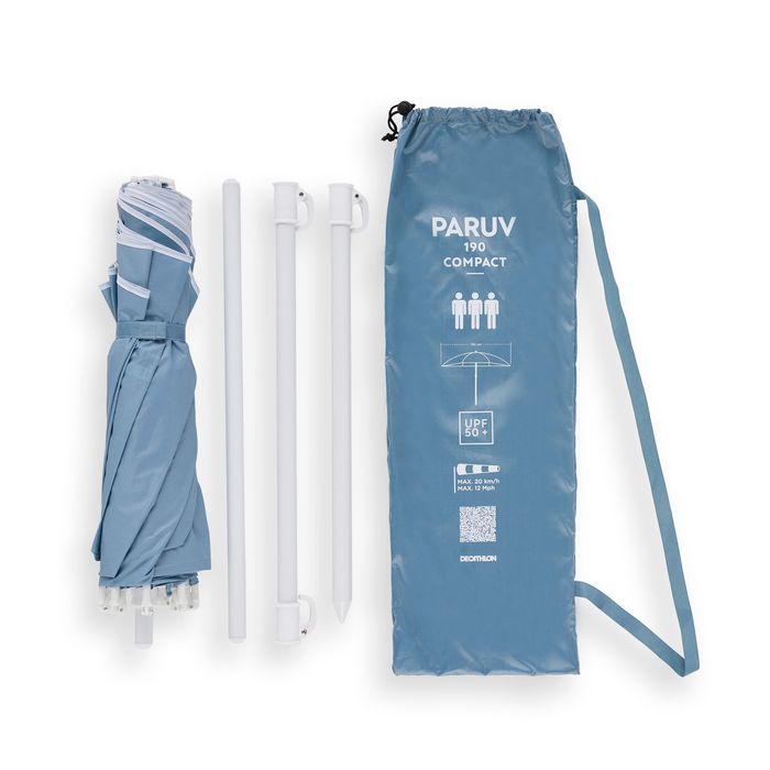 Umbrelă de plajă 3 locuri Upf 50+ - Paruv - produs resigilat Decathlon