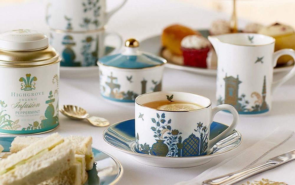 Serviciu de ceai Royal Gardens Highgrove Fine Bone China – 6 persoane, complet, stare excelentă