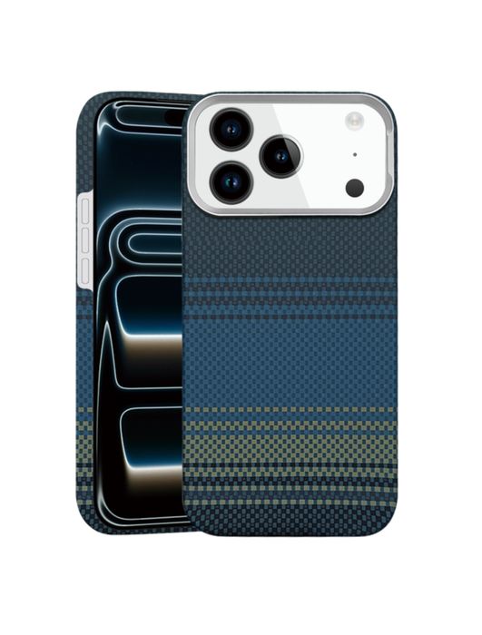Husa KEVLAR Ultra Slim Albastra Model Carbon Iphone 17 PRO 17 PRO MAX