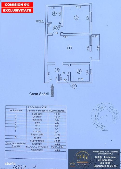 Apartament 2 cam de vânzare Micro 40 (spatele fostului cinema Flacăra)