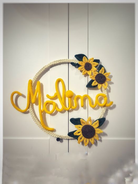 Decor tricotat , nume personalizat baiat sau fetita