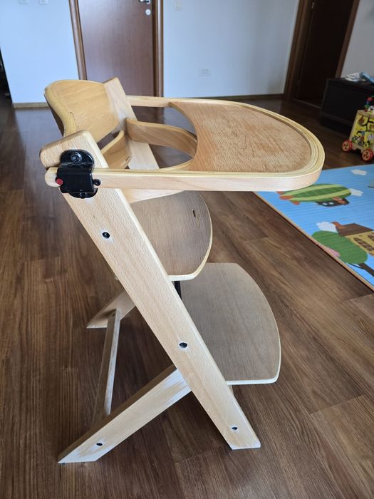 Scaun de masă Kinderkraft Enock 3 în 1, lemn natur, stare bună