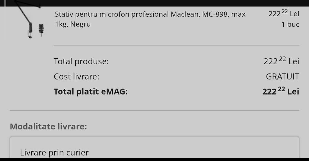 Microfon Elgato Wave 1 cu brat/stativ