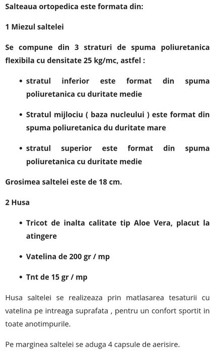 Vând Saltea ortopedica, 110x190x18 cm, spuma poliuretanica,Cluj-Napoca
