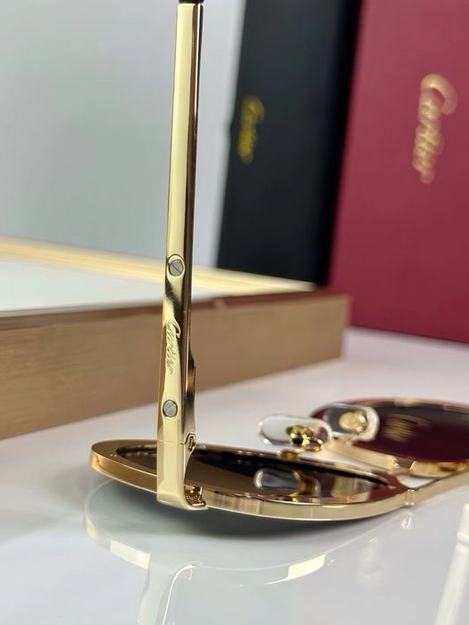 Ochelari de Soare Cartier CT0195S Noi Full Box Santos De Cartier [Verificare Colet] Gold