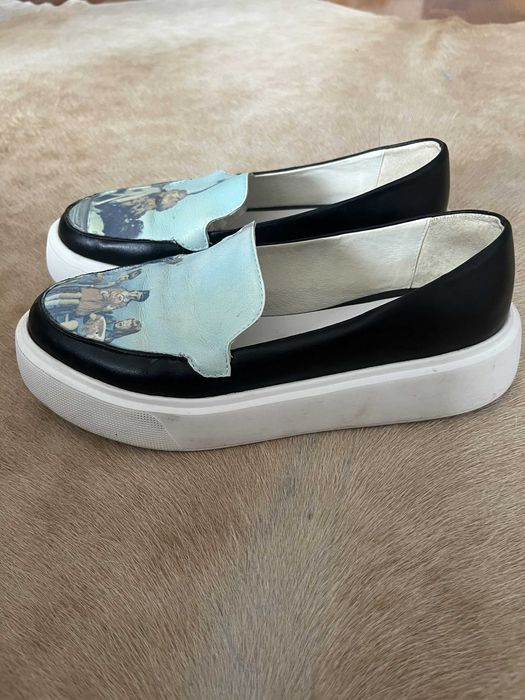 Pantofi designer Bianca Georgescu, masura 37, din piele imprimata