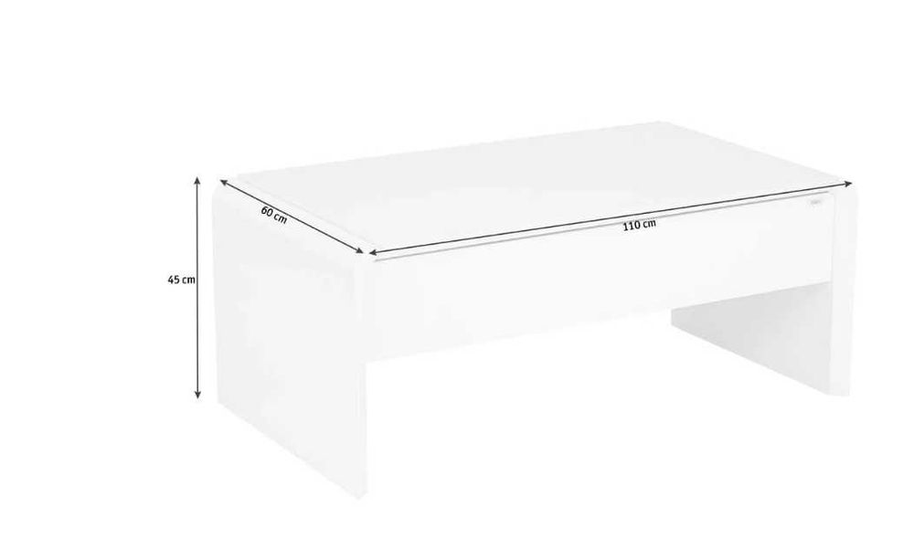 Бяла холна маса с повдигащ се плот 110/60/45 см