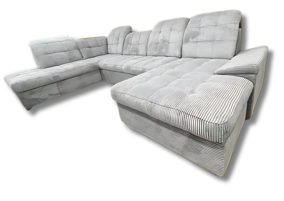 NOU Coltar U 330cm, extensibil, catifea, gri închis