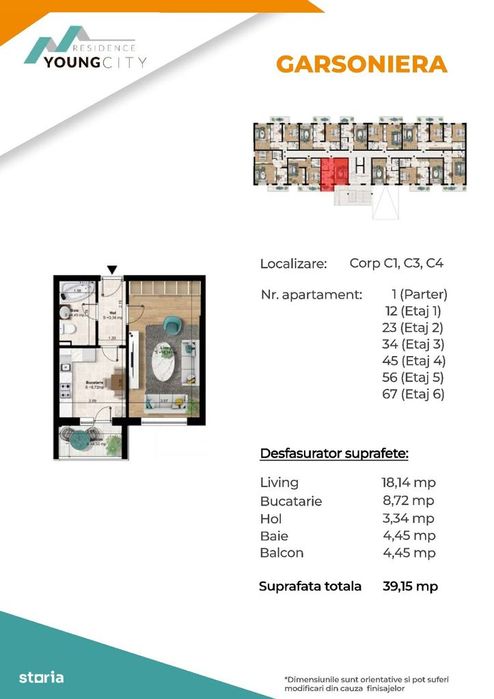 PROMOTIE!!! Garsoniera 39mp , Metrou Berceni 5-7 min