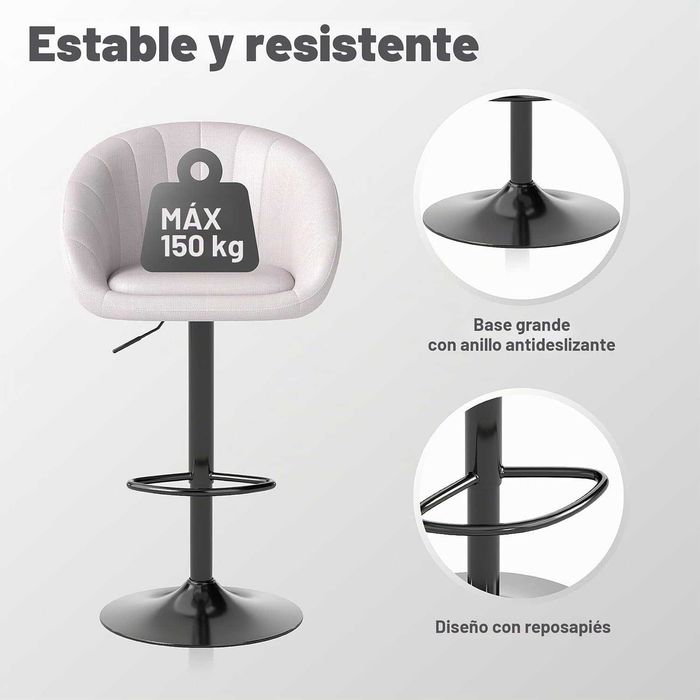 Set de 2 scaune de bar Youhauchair, reglabile pe inaltime, bej