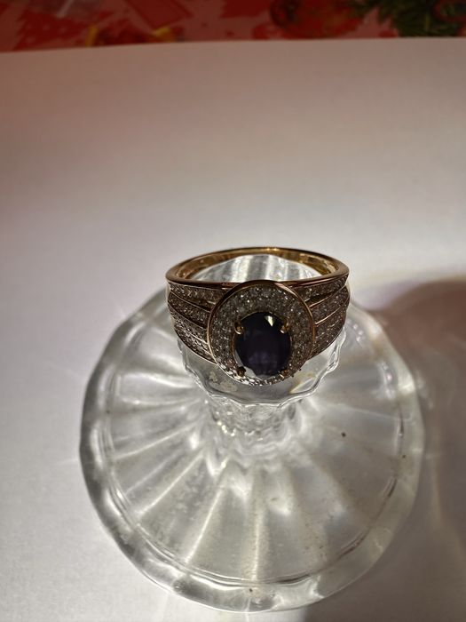 Inel aur cu safir si diamant 18k