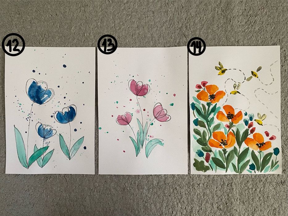 Ръчно нарисувани картини акрил и акварел