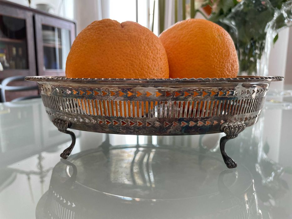 cos menaj pt fructe BROGGI Milano din argint anii 1850 lucrat manual