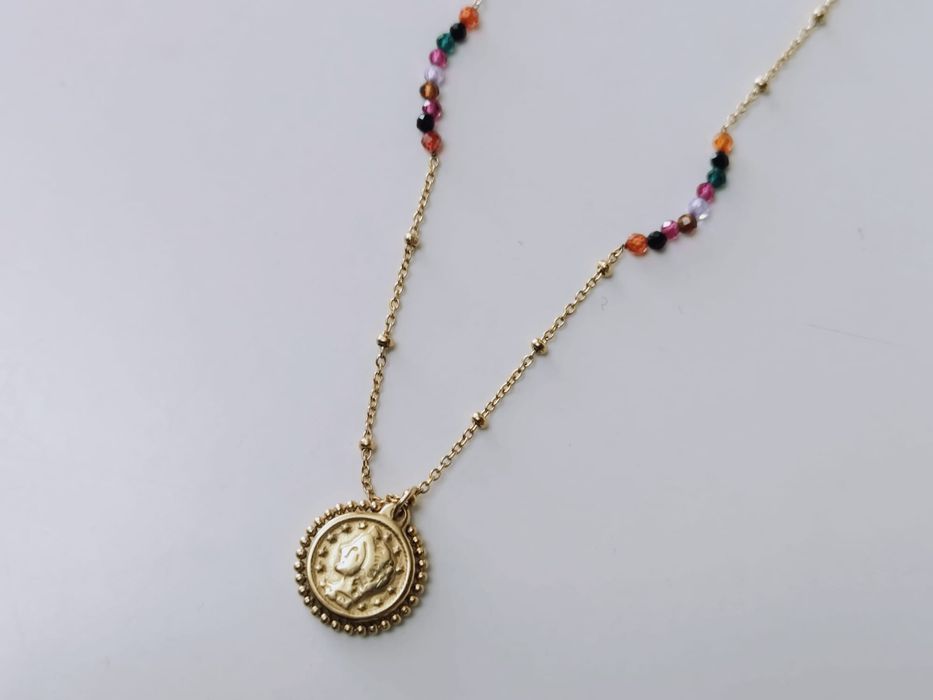 Colier din otel inoxidabil, placat cu aur