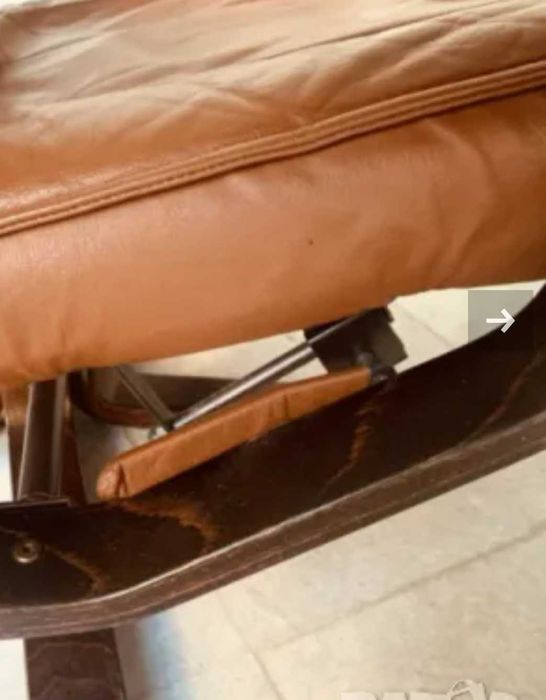 Ретро кресло естествена кожа /масивно дърво