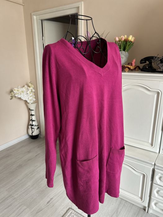 Pulover lung Bhs, marime 48, nou, fucsia