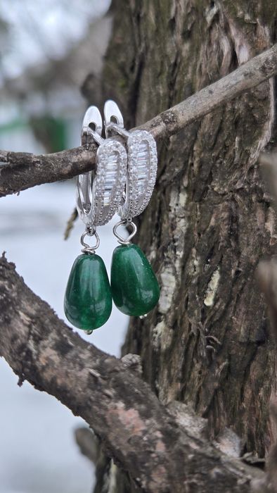 Cercei argint și jad