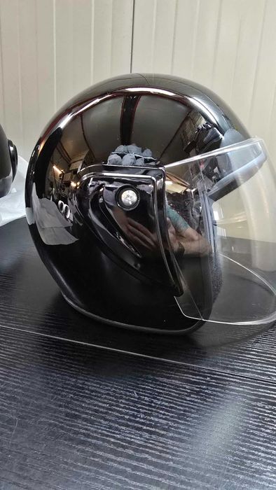Casca Moto/Scuter/ATV, marime universala, Negru Lucios