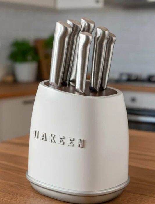 набор кухонных ножей Uakeen в кремовой подставке. Оптом/розницу