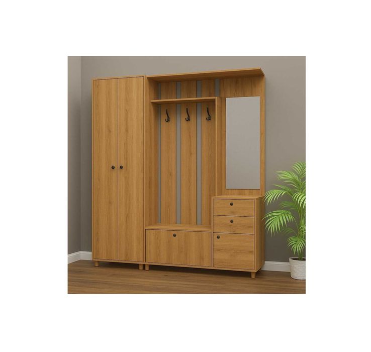 Акция! Новая прихожая Прихожая Жануя правый дуб вотан от АЗИЯ СКЛАД