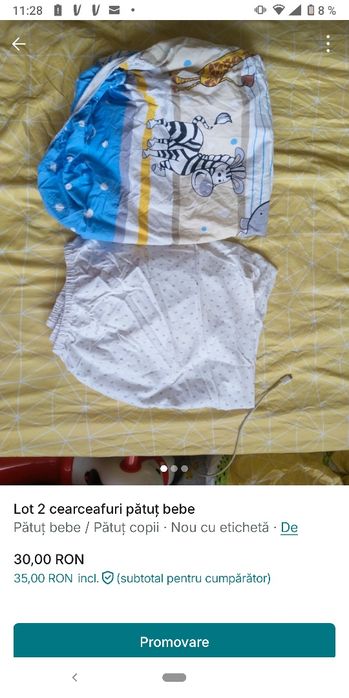 Lot 2 cearceafuri pătuț 120 cu 60