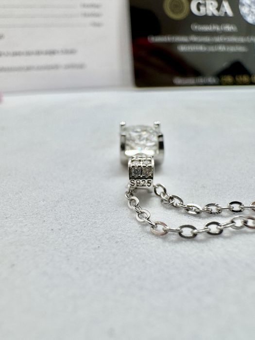 Сребърно колие с мойсанит (диамант) 1 карат