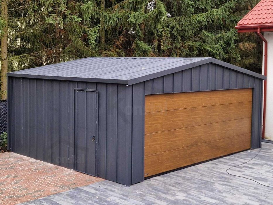 Garaj metalic 7x5 SUPERLINE-PLUS cu carport ajurat + BTX7016