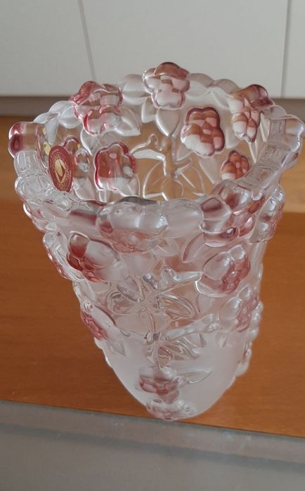 Винтидж немска кристална ваза Walther Glas Carmen Rose 16 см Нова с кутия