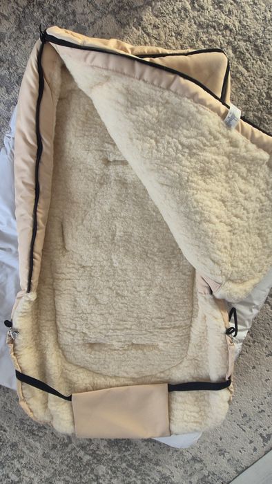 Sac de iarnă Womar Zaffiro pentru cărucior, lână naturală, bej