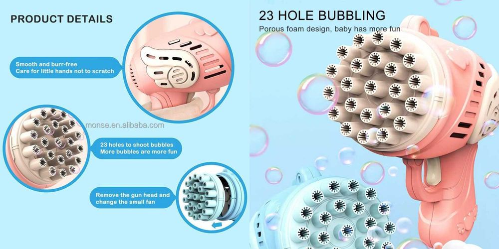 Pistol de facut baloane de sapun, cu 23 duze. Nou ambalat!