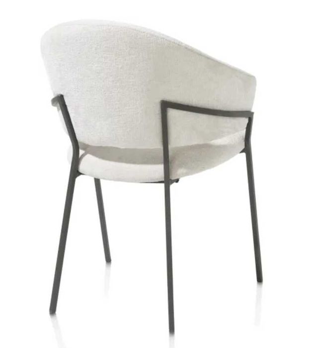 4х Дизайнерски Трапезен Стол Бежов (Кремав) цвят, черни метални крака