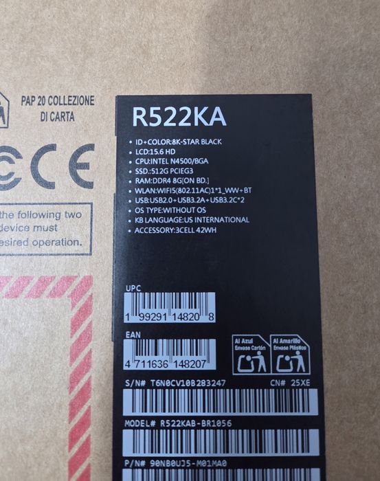Laptop ASUS VivoBook R522KA Nou, 8GB RAM, SSD 512GB, autonomie 10 ore