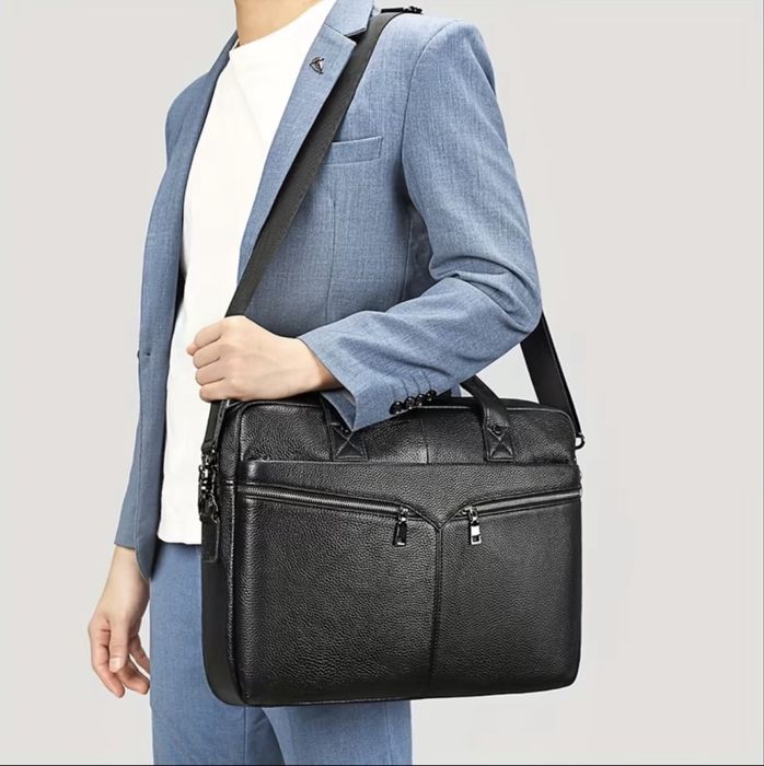 Мъжка луксозна офис чанта за лаптоп 15”/Бизнес куфарче от естест.кожа!