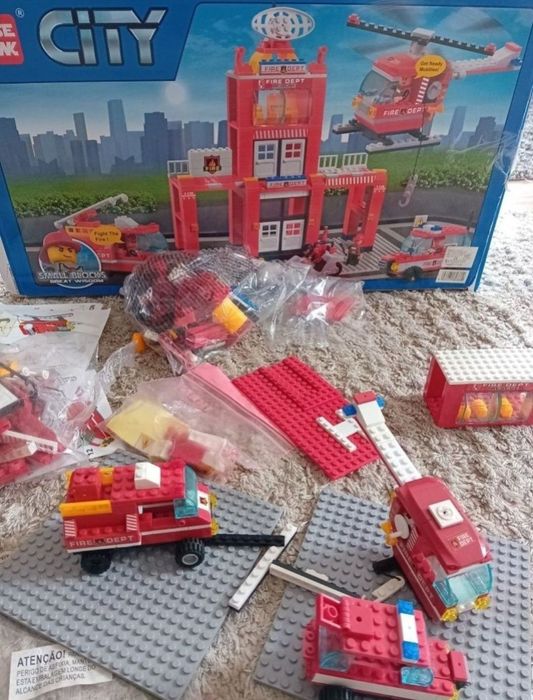 lego city 491 piese sediu de pompieri masina interventii incendiu