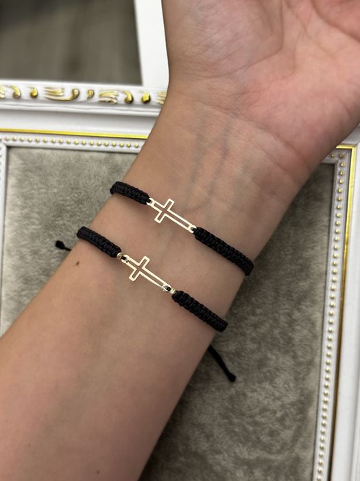 Bratara snur cu Cruce decupata din Aur 14k