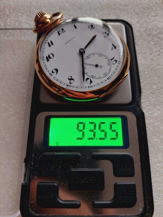Златен 18к джобен часовник Зенит(Zenith) отлично съст-е 42 гр. в 18к