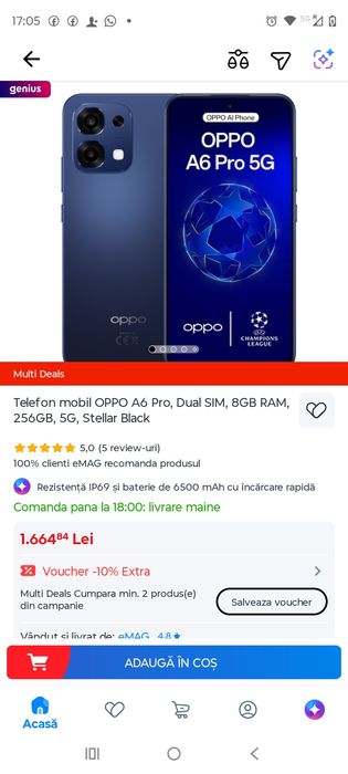 Vând urgent oppo A6 pro 256 GB 8 GB RAM folosit foarte puțin timp fara urme de uzura